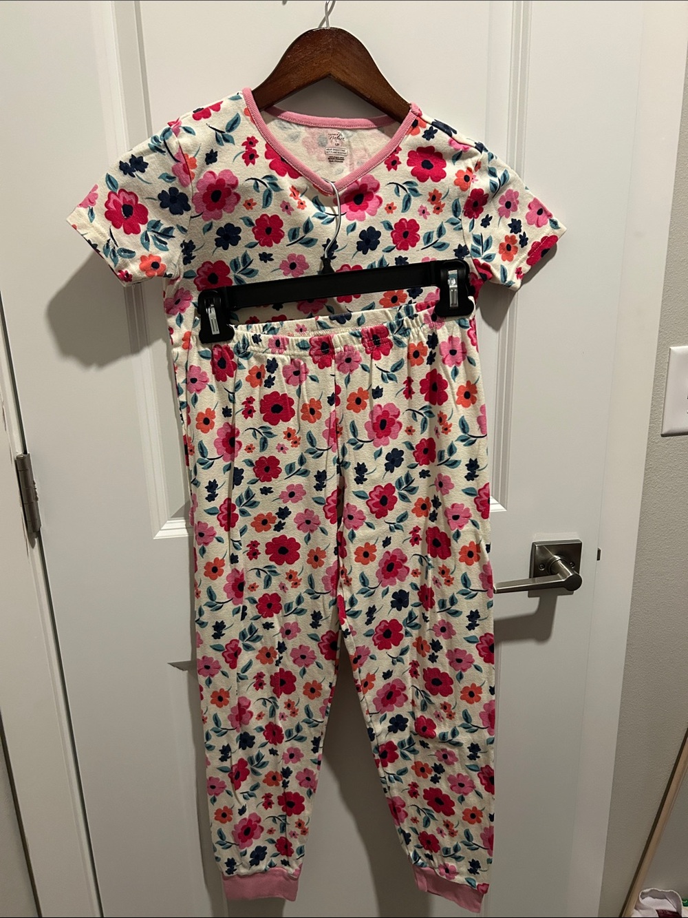 Organic Cotton Girls' Pink Floral Short-Sleeve Pajama Set